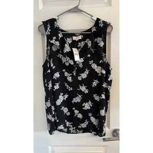 Loft Floral Ruffle V-Neck Tank